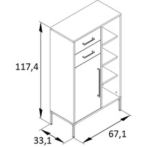 Highboard Möbelpartner Kent BxHxT 67.1x117.4x33.1 cm waldgrün
