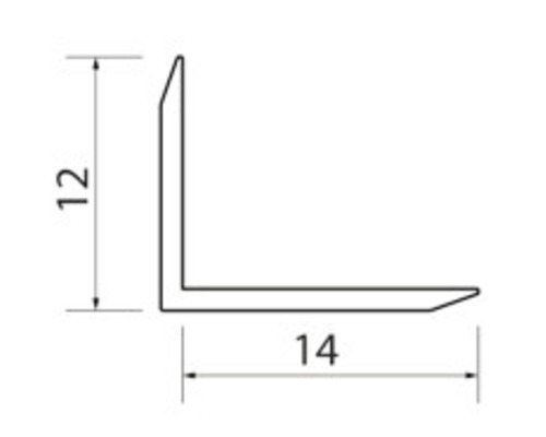 Technische Zeichnung eines Eckprofils mit den Maßen 12 und 14
