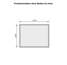 Fundamentplan ohne Boden mit Maßangaben in Millimeter