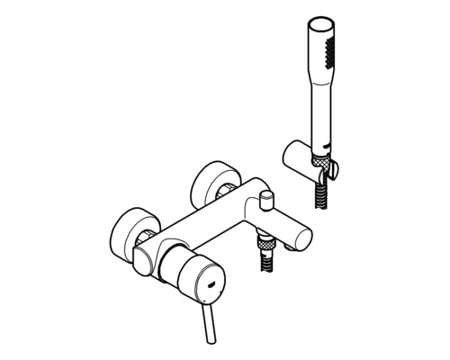 Wannenarmatur mit Handbrause für die Wandmontage