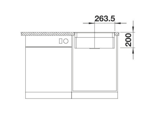 Technische Zeichnung eines Küchenspülbeckens mit Maßangaben