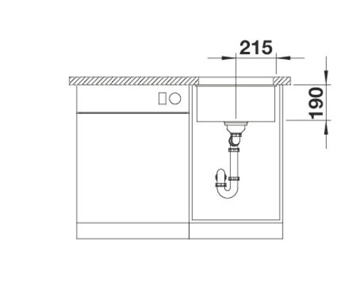 Technische Zeichnung eines Spülbeckens mit Maßen.