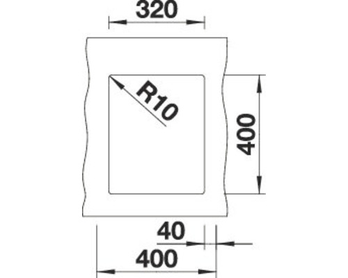 Technische Zeichnung mit Maßangaben für ein Produkt: 320, R10, 400, 40.