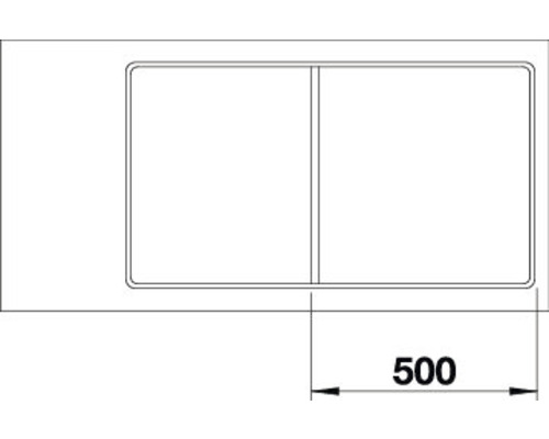 Spülenmaß mit einer Länge von 500 mm.