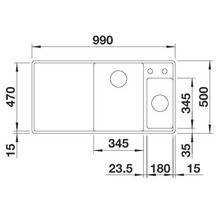 Spüle Blanco Axia III 6 S-F 990 x 500 mm softweiß 527049 1 Spülbecken Flächenbündig Flächenbündige Optik Mit Tropffläche Becken rechts Mit Restebecken