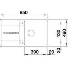 Spüle Blanco METRA 5 S-F 850 x 490 mm softweiß 527111