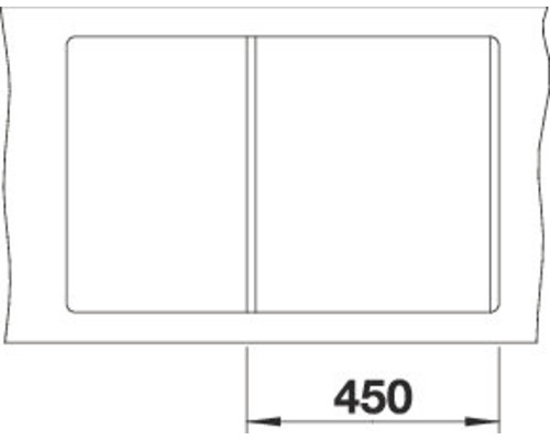 Spüle mit zwei Becken und der Maßangabe 450
