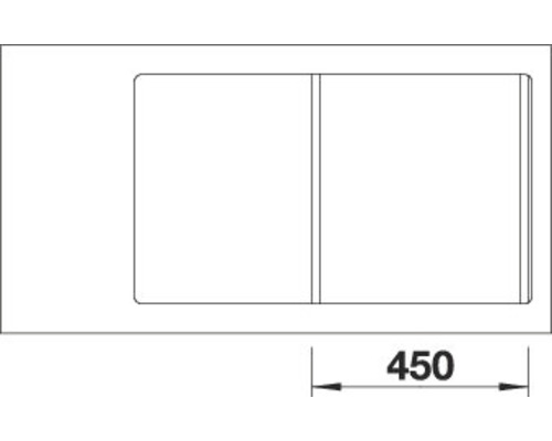 Zeichnung einer Spüle mit den Maßen 450