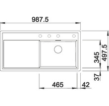 Spüle Blanco ZENAR XL 6 S-F 988 x 498 mm softweiß 527191 1 Spülbecken Flächenbündig Flächenbündige Optik Mit Tropffläche Becken links
