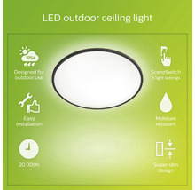 LED Außendeckeleuchte 15W 1300 lm 2700 K Ø 25 cm schwarz