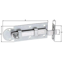 Metallischer Schubriegel mit Maßangaben