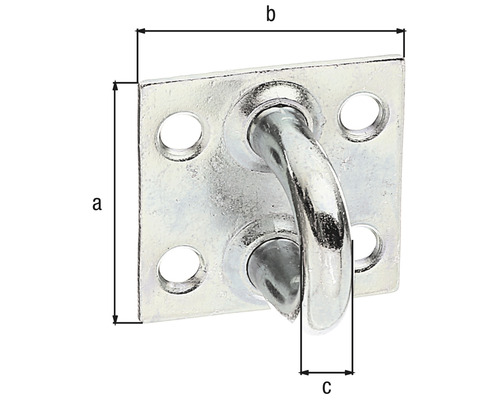 Metall Ösenplatte mit Maßangaben