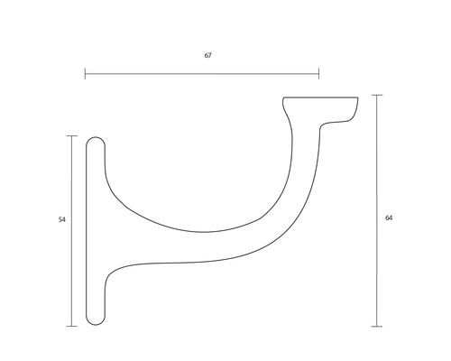 Technische Zeichnung eines Wandhalters mit Maßangaben.