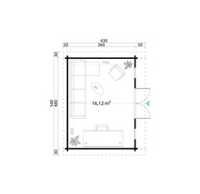 Grundriss des Gartenhauses mit Maßangaben