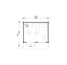 Gartenhaus Outdoor Life Spiekeroog 2 inkl. Vordach, Fußboden 522,2 x 530 cm natur
