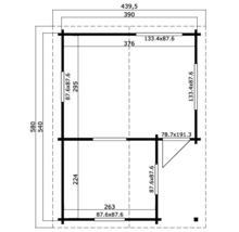 Grundriss eines Gartenhauses mit Maßangaben