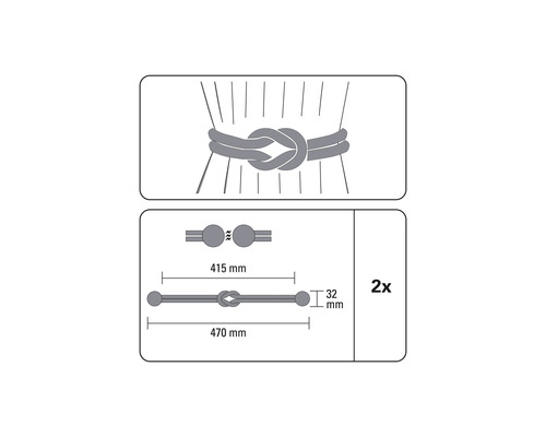 Technische Zeichnung eines Vorhanghalters mit Maßen