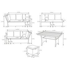 Dining-Set Gartenmöbelset Loungeset 9 -Sitzer bestehend aus: Dreisitzer-Sofa,2 Hocker,Tisch,inkl, Auflagen Polyrattan Stahl Beige-thumb-26