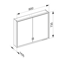Spiegelschrank KEUCO Royal Lumos 90 x 16,5 x 73,5 cm verspiegelt 2-türig LED IP 24 723