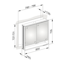 Spiegelschrank KEUCO Royal Lumos 80 x 16,5 x 73,5 cm silber 2-türig LED IP 24 Unterputz 713