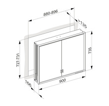 Spiegelschrank KEUCO Royal Lumos 90 x 16,5 x 73,5 cm silber 2-türig LED IP 24 Unterputz 723