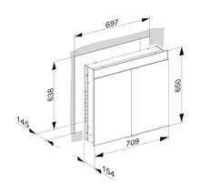 Spiegelschrank KEUCO Edition 400 71 x 15,4 x 65 cm alufarben 2-türig LED IP 24