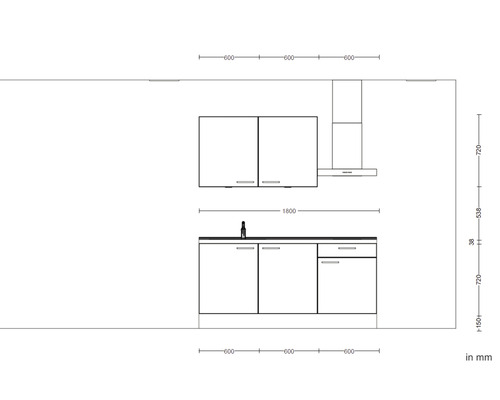 Küchenplanung mit Maßen in Millimeter
