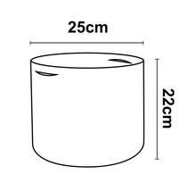 Illustration eines Pflanzgefäßes mit den Maßen 25 Zentimeter Breite und 22 Zentimeter Höhe