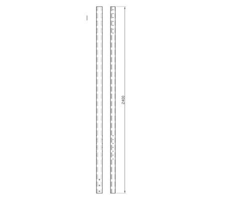 Technische Zeichnung eines 2400 Millimeter langen Profils