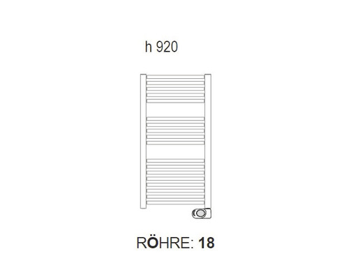 Zeichnung eines Handtuchwärmers mit den Maßen Höhe 920 und Rohrdurchmesser 18.