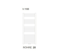 Handtuchwärmer mit den Maßen Höhe 1188 und Rohrdurchmesser 20.
