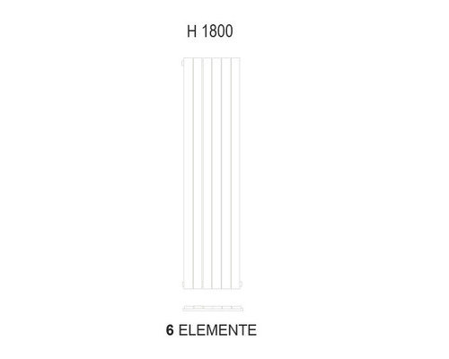 Heizkörper mit sechs Elementen und einer Höhe von 1800 Millimetern