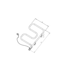 Technische Zeichnung eines elektrischen Handtuchwärmers mit Abmessungen