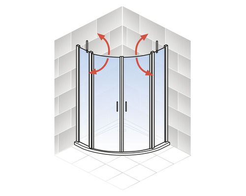 Duschkabine mit Schiebetüren und Eckeinstieg