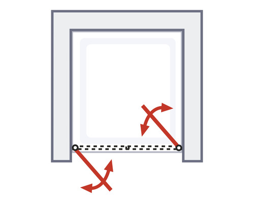 Illustration einer Schiebetürfunktion mit Pfeilen