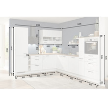 nobilia elements Winkelküche mit Geräten Urban 450 cm alpinweiss matt vormontiert Variante links 4004539047358