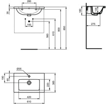 Ideal Standard Möbelwaschtisch i.life S 61 x 38,5 cm weiß glänzend T459001