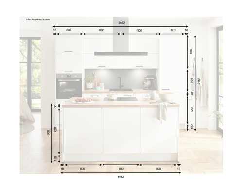 Küchenlayout mit Maßen
