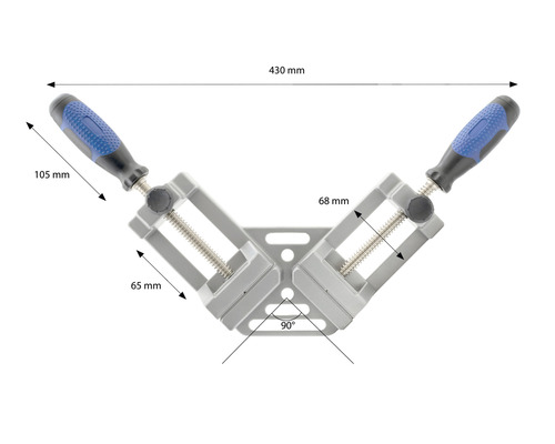 90-Grad-Eckspanner mit den Maßen 430 x 105 x 68 x 65 Millimeter