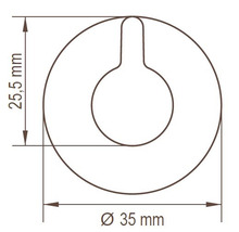 Technische Zeichnung eines Montageelements mit den Maßen 25,5 mm Höhe und 35 mm Durchmesser