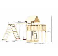 Spielturm Spielhaus Karibu Lotti 107 x 107 cm Holz bestehend aus Anbau, Grundturm, rot