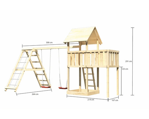 Spielturm mit Schaukel und Leiter inklusive Maße