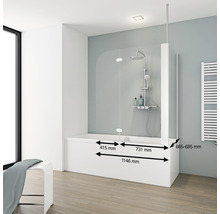 Badewannenaufsatz 2-teilig mit Seitenwand SCHULTE Komfort 114,5 x 140 cm Klarglas Profilfarbe weiß D 2656 04 50 140-thumb-1