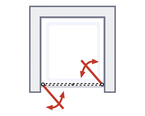 Darstellung der Schwenkfunktion einer Duschkabine