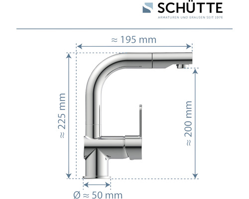 Schütte Armaturen Abmessungszeichnung
