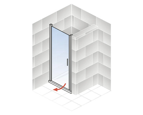 Drehtür für Dusche mit Bewegungspfeil