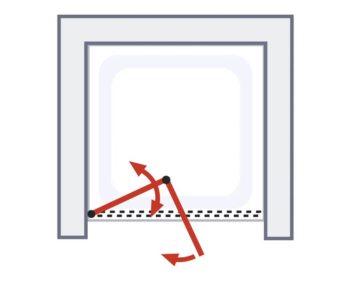Illustration eines Schwingtors mit Schwenkbereich