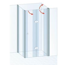 Duschtür mit Seitenwand mit SCHULTE ExpressPlus Garant 2.0 90 x 90 cm Profil schwarz Klarglas Schmutzabweisende Glasbeschichtung Türanschlag rechts Seitenwandanschlag links Puffergriff-thumb-2