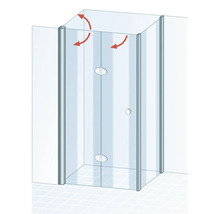 Duschtür mit Seitenwand mit SCHULTE ExpressPlus Garant 2.0 90 x 90 cm Profil chrom Klarglas Schmutzabweisende Glasbeschichtung Türanschlag links Seitenwandanschlag rechts Puffergriff-thumb-3