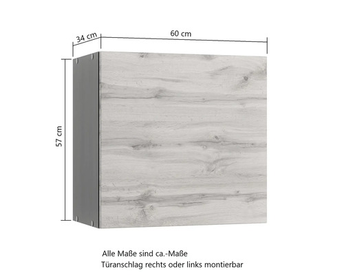 Wandschrank mit den Maßen 60 cm mal 57 cm mal 34 cm